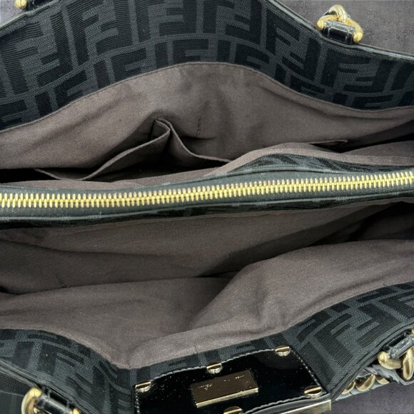 Fendi Large Zucca Black Canvas Monogram Mia Shoulder Bag - Picture 9 of 15